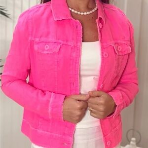 Lulu B frayed he linen Travel jacket
